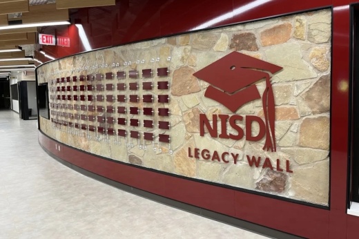 The Legacy Wall at Northwest ISD honors those who have had a positive impact on students in the district. (Courtesy Northwest ISD)