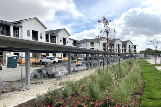 Construction on Alta Leander Station began in February 2021. (Zacharia Washington/Community Impact Newspaper)
