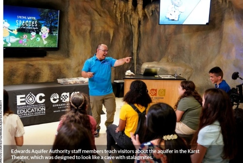 Karst Theater: This 25-seat multiuse room provides a 360-degree cave-like atmosphere designed for immersive experiences. (Courtesy Edwards Aquifer Authority's Education Outreach Center)