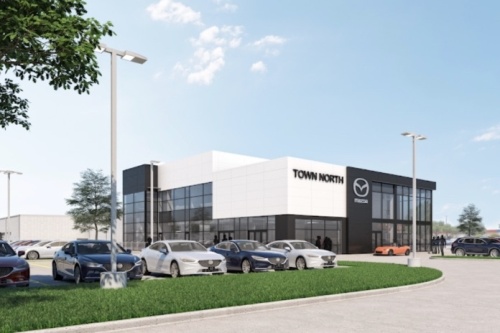 Town North Mazda's new facility will be 32,000 square feet in size. (Rendering courtesy Town North Mazda)