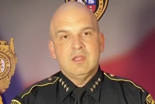Bexar County Sheriff Javier Salazar announces Sept. 19 the launch of an investigation into the sudden, unannounced shuttling of 48 migrants from San Antonio to Martha’s Vineyard in Massachusetts. (Courtesy Bexar County)