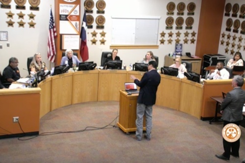 Screenshot of Hutto ISD board meeting on September 20