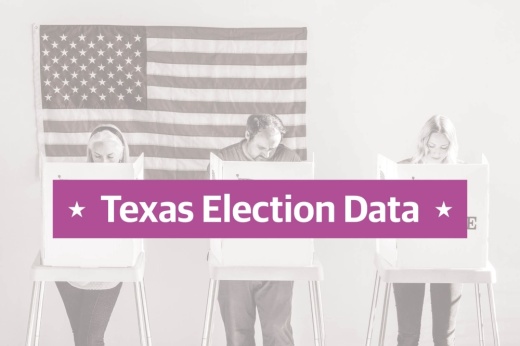 People voting in an election. Text reads "Texas Election Data" 