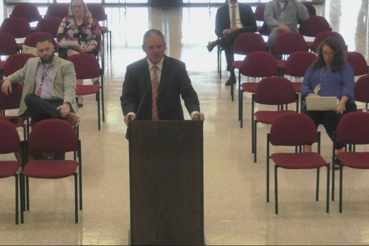 Kris Lynn, Montgomery ISD assistant superintendent of finance and operations, presents to the board of trustees Sept. 20. (Screenshot courtesy Montgomery ISD)