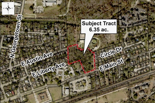 Round Rock officials gave approval for a rezoning request that will see a 6.35-acre tract of undeveloped property in east downtown Round Rock become a 60-unit townhouse development. (Courtesy city of Round Rock)