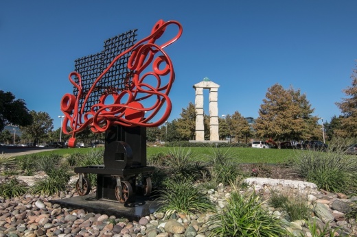 "Wandering" by artist George Tobolowsky is on display in the Texas Sculpture Garden. (Courtesy Hall Park)
