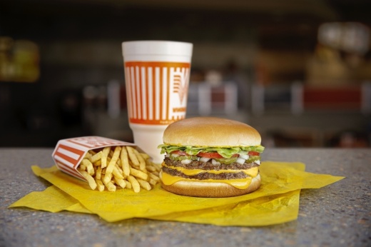 Double Meat Whataburger with Cheese, Peach Shake, French Fries Whatameal