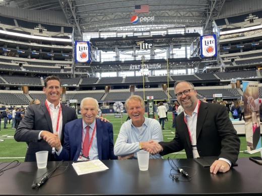 From left, Mark Medici, San Antonio Business News publisher; Southwest Business Corporation Chair Charlie Amato; Roy Spence, chair and co-founder of the advertising agency GSD&M; and Community Impact CEO and founder John Garrett attend the ninth annual YTexas Summit. (Summer El-Shahawy/Community Impact)