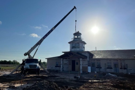 This photo from April shows the early education center's signature lighthouse standing in the sun. In October, construction is nearing its end ahead of Children's Lighthouse Early Learning School's opening in the final weeks of the month. (Courtesy Children's Lighthouse Elyson)