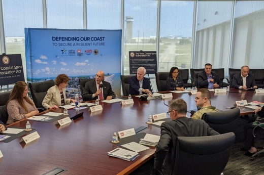 U.S. Sen. John Cornyn, R-Austin, met with various officials Oct. 13 at the Lone Star Flight Museum in Clear Lake for a roundtable discussion about the Coastal Texas Study, a yearslong effort by the U.S. Army Corps of Engineers and Texas General Land Office to plan and design projects to protect Texas’ coast from major storms. (Jake Magee/Community Impact)