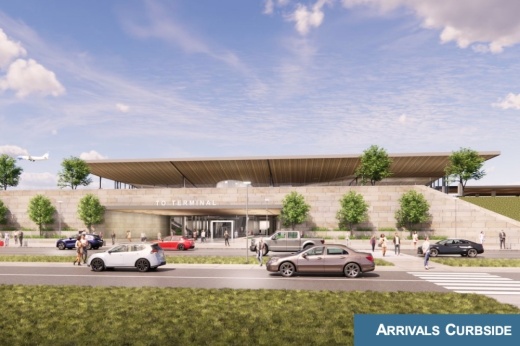 This rendering shows the front of the proposed new terminal that would accept commercial passengers. (Rendering courtesy city of McKinney)