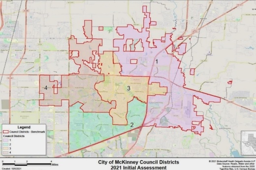 This map shows the current city districts for McKinney. (Courtesy City of McKinney)