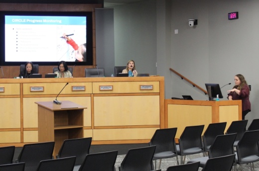 people at school board meeting