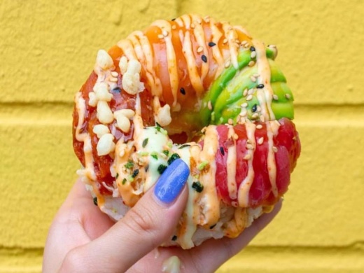 Poke Burri and Lifting Noodles, which held a grand opening Oct. 27, offers unique items, such as a sushi donut. (Courtesy Poke Burri and Lifting Noodles)