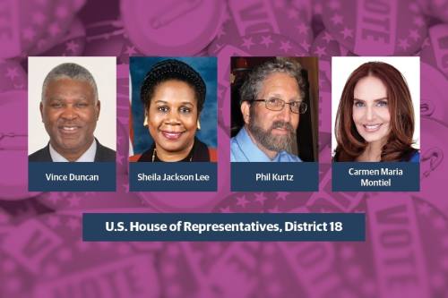 In the 2022 general election race for U.S. House of Representatives District 18, incumbent Sheila Jackson Lee has won against challengers Carmen Maria Montiel, Vince Duncan and Philip S. Kurtz with 774 of 782 Harris County voting centers reporting. (Community Impact Staff)