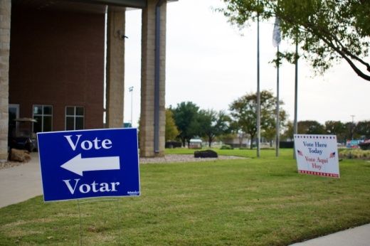 sign reading vote outside of polling location