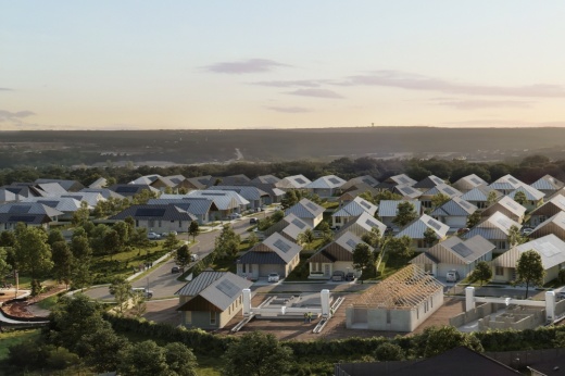 One hundred 3D-printed homes are under construction in Georgetown's Wolf Ranch neighborhood. (Courtesy ICON)