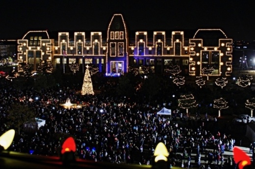 Christmas in the Square hosts the largest choreographed light and music display in North Texas. (Courtesy Frisco Square)