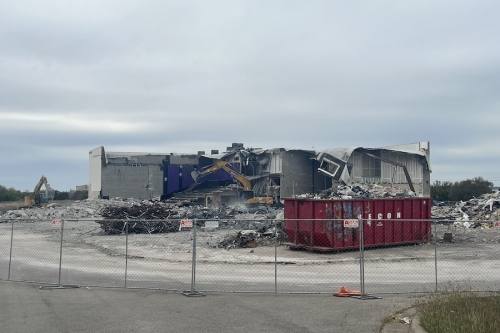 The Starplex movie theater at 1250 Wonder World Drive, San Marcos, is being demolished to make way for Long View Equity's newest multifamily project. (Zara Flores/Community Impact)