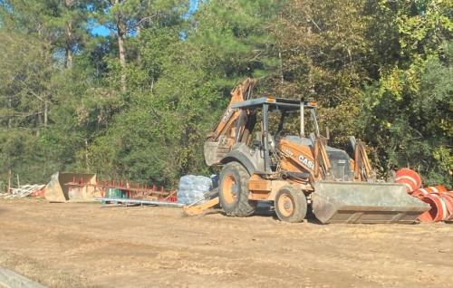 Work is underway on Gosling Road for widening and a new bridge. (Vanessa Holt/Community Impact)