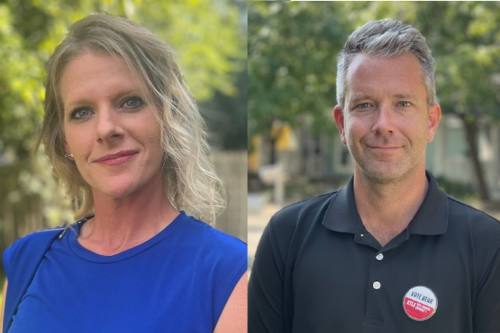 Amanda Stark (left) and Bear Heiser are vying for the Kyle City Council District 1 seat in the Dec. 13 runoff election. (Headshots courtesy Bear Heiser, Amanda Stark)