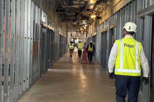 A look down the hall inside the new Austin State Hospital. (Amanda Cutshall/Community Impact)