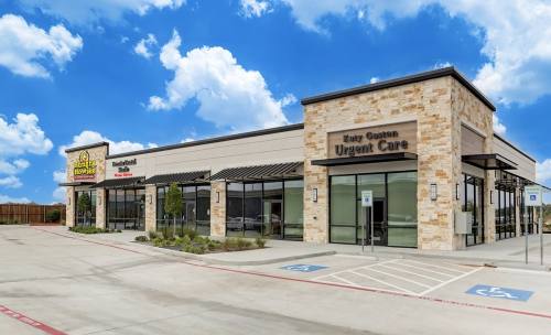 Phase 1 of the Shops at Katy Gaston features an 8,500-square-foot building with spaces for four businesses. One space is still available to lease. (Courtesy Hunington Properties Inc.)