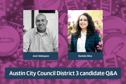 José Velásquez and Daniela Silva are finalists in the Austin City Council District 3 runoff election. (Community Impact staff)