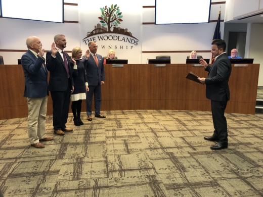 Precinct 3 Commissioner James Noack administered the oath of office to all four new board members.