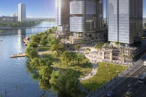 Endeavor Real Estate Group plans to bring a 3.6 million-square-foot mixed-use project to the shore of Lady Bird Lake. (Courtesy Endeavor Real Estate Group)