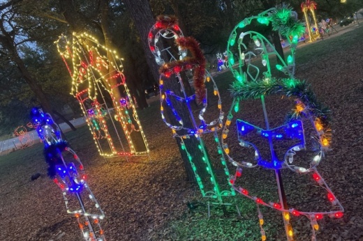 light up holiday stands outside on grass