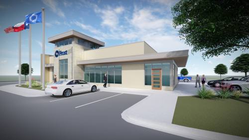 The McKinney location will have a similar building layout and design to the rendering provided. (Courtesy Frost Bank)