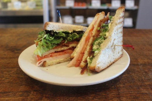 Photo of a turkey bacon club sandwich