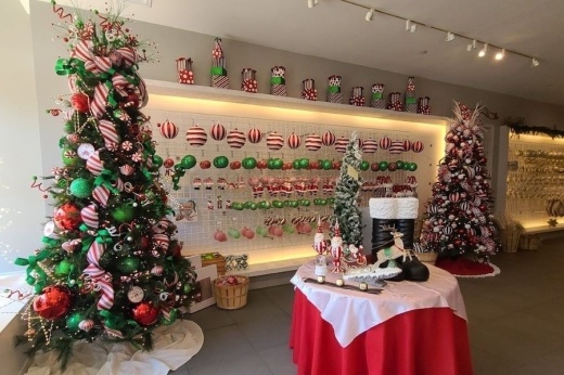 a Christmas tree in a store