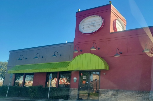 Outside of a building with sign removed