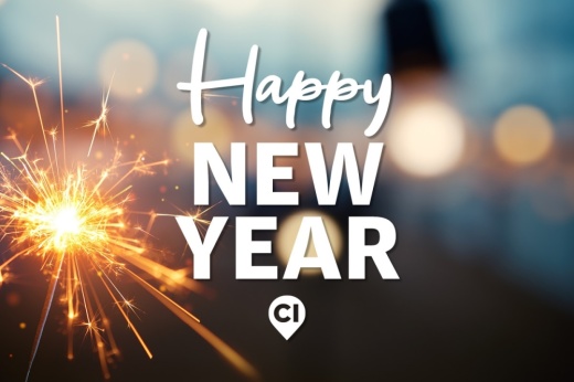 happy new year text over fireworks