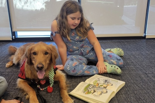 Children can read books to dogs at the Keller Public Library. (Courtesy Keller Public Library)
