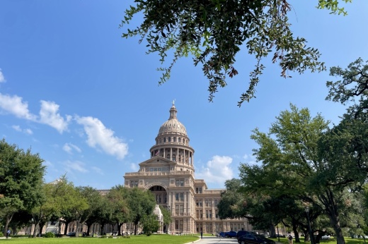 The front of the Texas State Capitol in September.