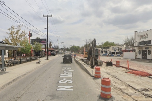 Eligible small businesses, such as bars, restaurants and shops, along North St. Mary's Street in Tobin Hill will be able to apply with the city of San Antonio for direct cash grants in addition to indirect financial aid to help offset some revenue lost during extended road projects. (Courtesy Google Streets)