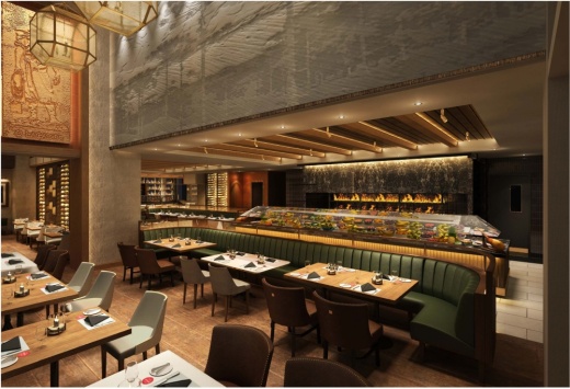 Fogo de Chão guests can watch chefs butcher and grill meats at the open-air churrasco grill in the center of the dining room. (Courtesy Fogo de Chão)