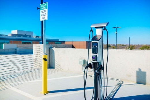 Round Rock Public Library patrons will soon be able to charge their electric vehicles in an adjacent parking garage. (Courtesy city of Round Rock)