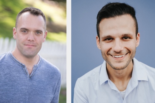 From right, Thomas Kurtz, a San Antonio College music professor and The University of Texas doctoral candidate, was recently awarded a $2,000 Kevin Garren Memorial Scholarship from music education nonprofit D’Addario Foundation. Garren is pictured on the left. (Courtesy D’Addario Foundation)