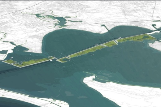 An aerial rendering of what Galveston Bay Park could look like once it is completed.