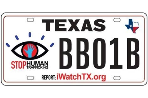 A sample of the new 'stop human trafficking' Texas license plate.