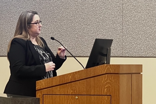 Water Utility Director Chelsea Solomon provided a presentation on water and wastewater Impact fees Jan. 24. (Tekima Johnson/Community Impact)