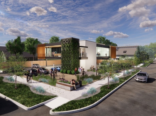 A rendering of the exterior of RYDE's Heights location on East 11th Street, which set to open in April.