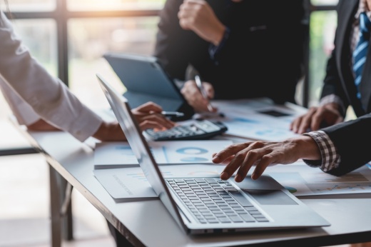 several laptops on a table