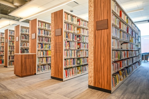 rows of books in the library
