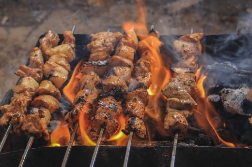 Kebabs or meat skewers on the grill.
