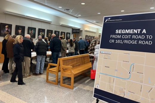 Segment A map with people in the background